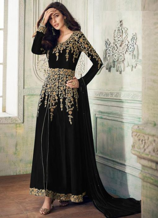 Black Georgette Embroidered Work Anarkali Salwar Suit