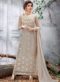 Off White Silk Embroidered Work Party Wear Churidar Suit