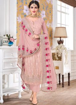 Pink Georgette Embroidered Work Designer Salwar Suit