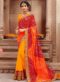 Pink And Yellow Georgette Bandhani Traditional Saree