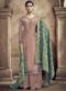 Pista Green Cotton Embroidered Work Palazzo Suit