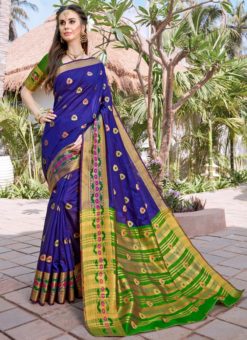 Royale Blue Silk Zari Weaving Saree