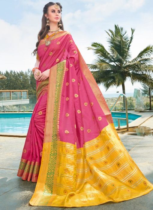 Pink Silk Zari Weaving Saree