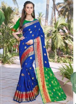 Blue Silk Zari Weaving Saree