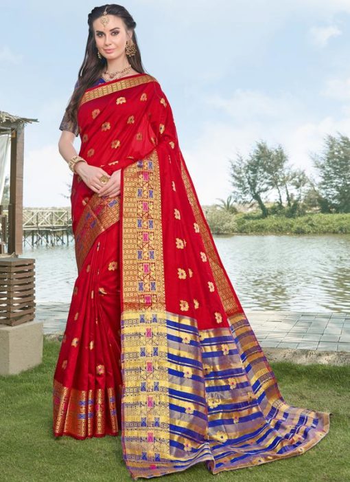 Red Silk Zari Weaving Saree