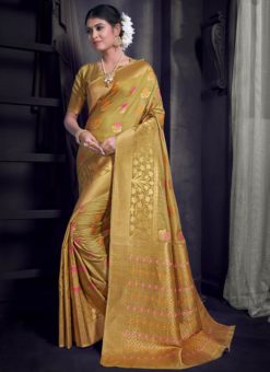 Golden Art Silk Zari Weaving Traditional Saree