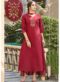Peach Rayon Cotton Embroidered Work Party Wear Kurti