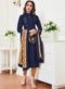 Navy Blue Rayon Cotton Party Wear Kurti With Duppata