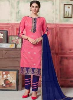 Pink Banarasi Silk Party Wear Salwar Kameez