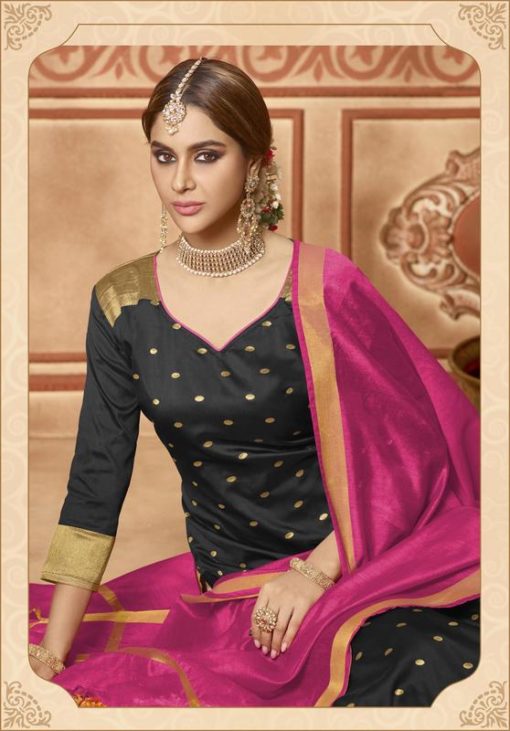 Designer Black Banarasi Silk Salwar Suit
