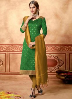 Designer Green Banarasi Silk Salwar Suit