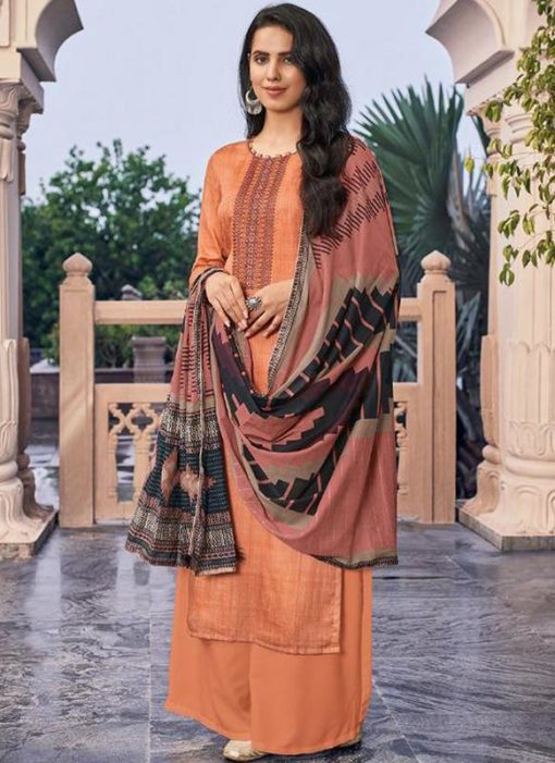 Orange Designer Jam Cotton Print Salwar Suit