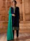Designer Partywear Embroidery Navy Blue Satin Georgette Salwar Suit