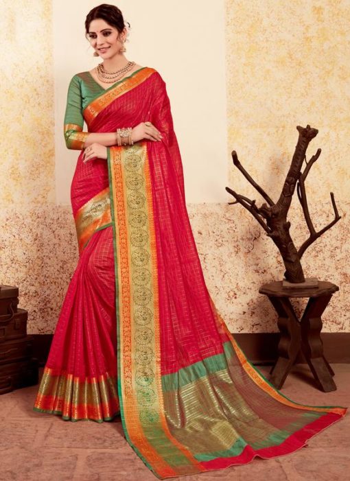 Lovley Red Silk Traditional Saree