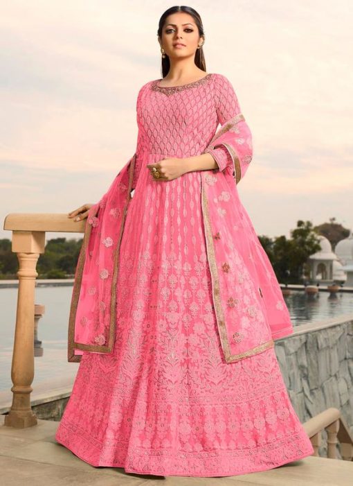 Charming Pink Georgette Floor Lengeth Designer Anarkali Suit