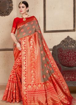Red Silk Zari Weaving Wedding Saree