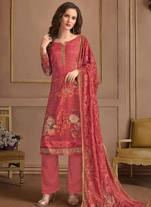 Red Georgette Printed Casual Salwar Suit
