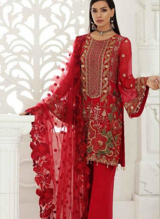 Red Georgette Designer Pakistani Suit