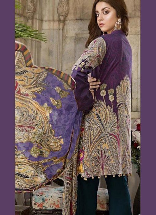 Fetching Purple Pure Cotton Cambric Jannat Lawn Pakistani Suits