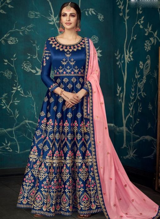 Wedding Wear Designer Blue Floor Length Anarkali Suit