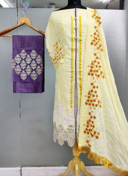 Yellow Cambric Cotton Pakistani Suits