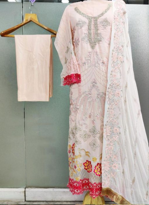 Peach Cambric Cotton Pakistani Suits