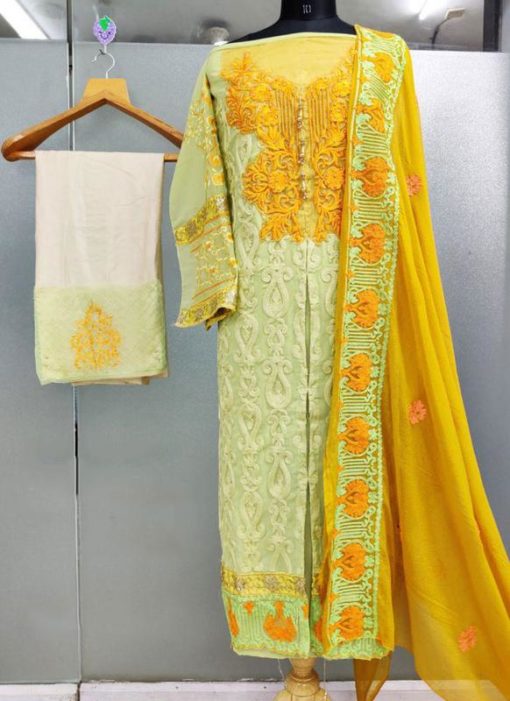 Pista Green Cambric Cotton Pakistani Suits