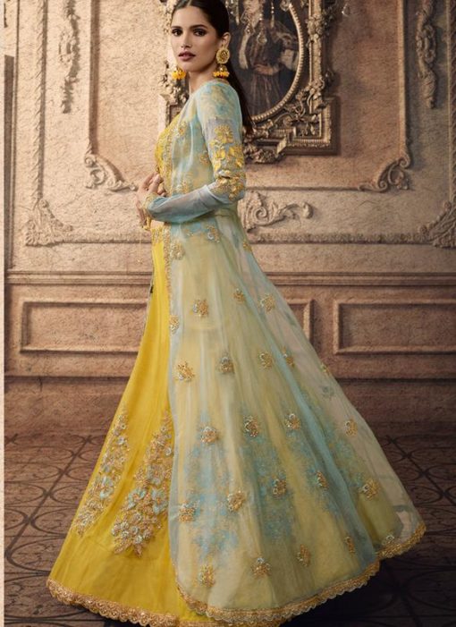 Alluring Yellow Net Bridal Lehenga Choli
