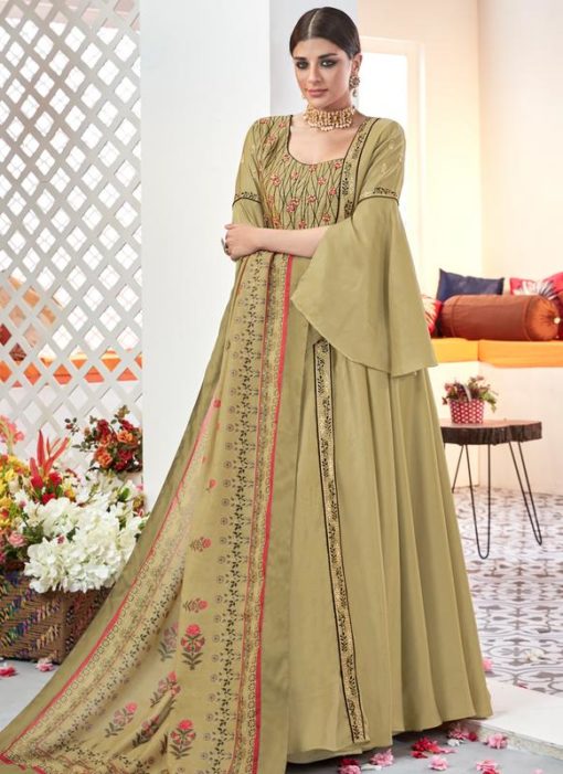 Lovely Cream Tafeta Silk Designer Readymade Salwar Suit