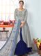 Attractive Sea Blue Silk Designer Party Wear Gown