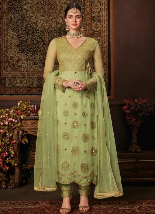 Impressive Green Net Embroidered Work Designer Salwar Suit