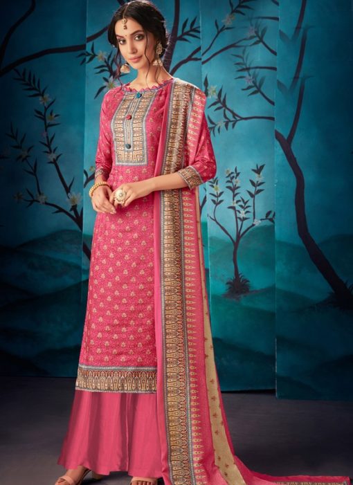 Lovely Red Kausri Silk Party Wear Palazzo Suit