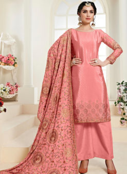 Graceful Pink Satin Daimond Work Designer Salwar Kameez