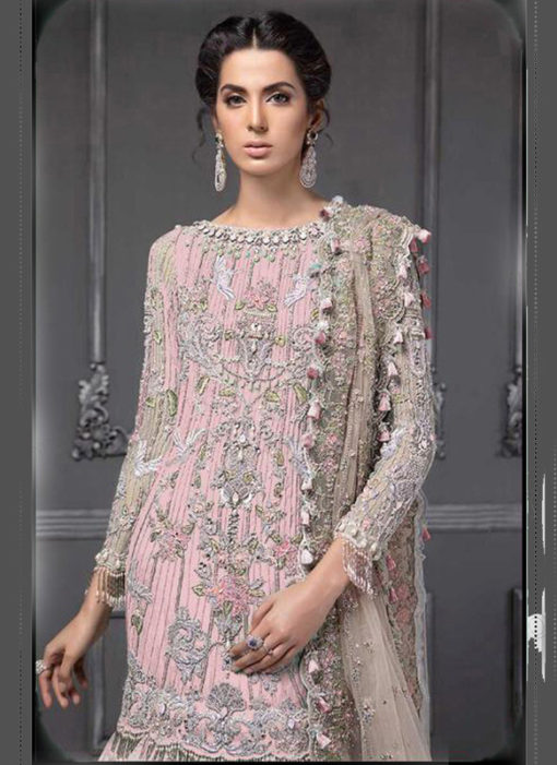 Designer Heavy Net Pink Party Wear Pakistani Suit