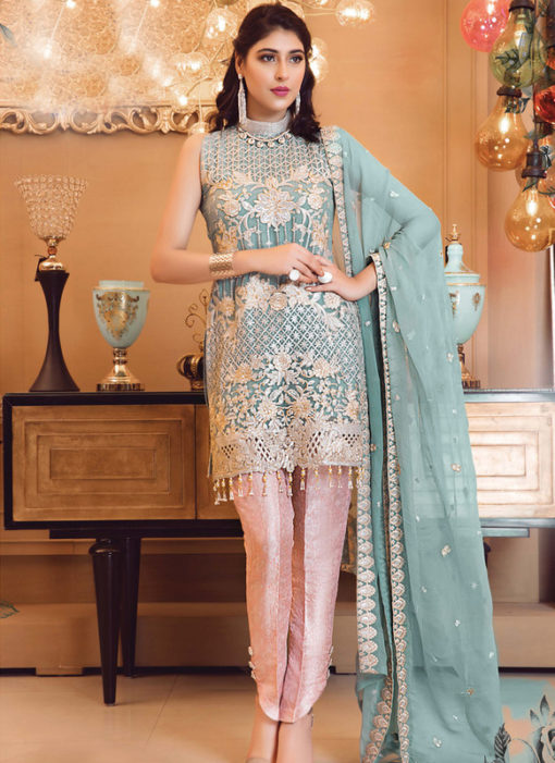 Designer Pakistani Style Pink Bridal Wear Salwar Suit