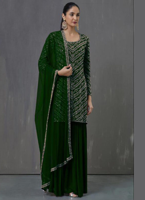 Graceful Green Georgette Embroidered Work Pakistani Suit