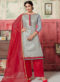 Excellent Orange Designer Banarasi Silk Churidar Salwar Suit