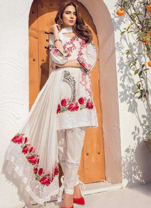 Amazing White Lawn Designer Pakistani Suit