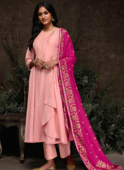 Amazing Peach Aaria Silk Designer Party Wear Salwar Kameez