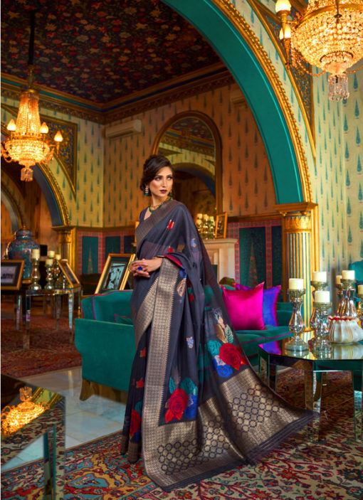 Miraamall Silk Saree Collection From Rajtex Blue And Fashionable
