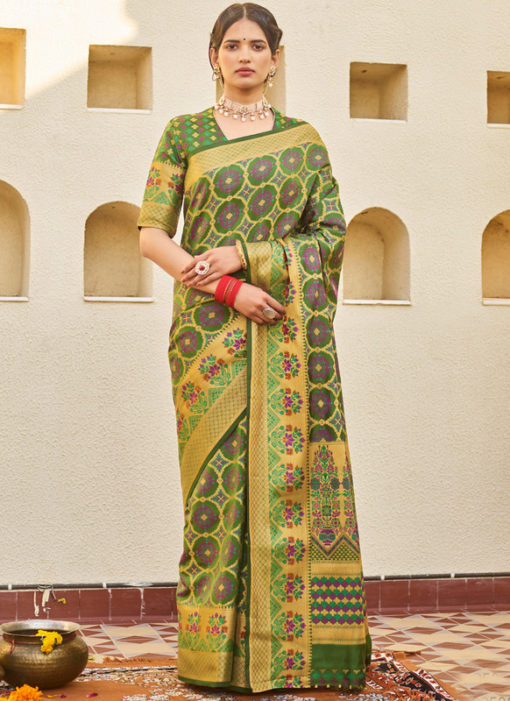 Green Designer Classic Wear Weaving Silk Saree