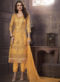 Attractive Gold Designer Embroidred Organza Salwar Suit