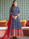 Glorious Blue Silk Patola Printed Work Gown Suit