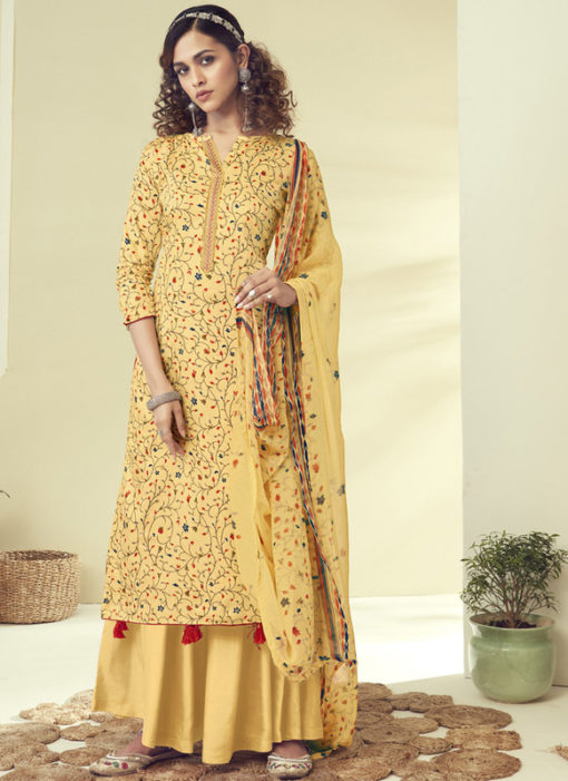 Latest Designer Yellow Pure Zam Cotton Salwar Suit