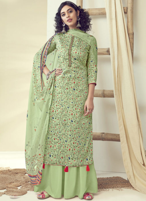 Latest Designer Green Pure Zam Cotton Salwar Suit