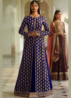 Blue Designer Bridal Wear Heavy Silk Lehenga Suit