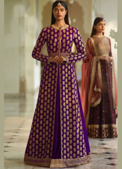 Purple Designer Bridal Wear Heavy Silk Lehenga Suit