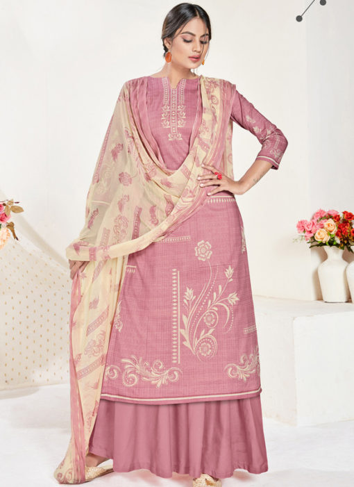 Rose Cotton Printed Party Wear Plazzo Suit