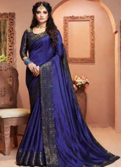 Jazzy Royale Blue Silk Zari Weaving Party Wear Saree