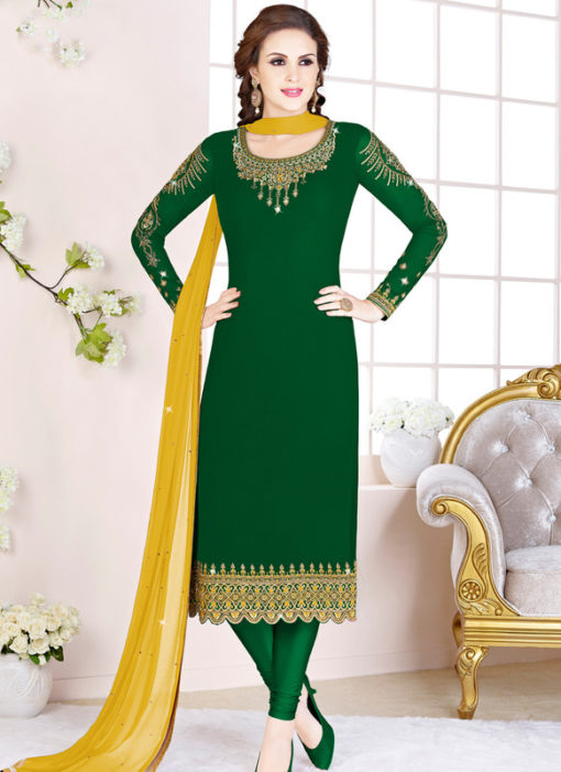 Glorious Green Georgette Embroidered Work Designer Salwar Suit